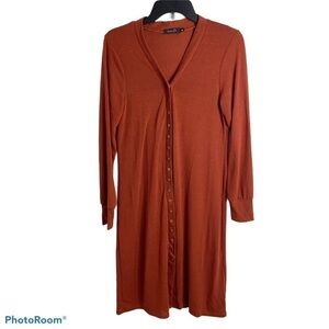 Amaryllis Button Down Orange Duster Medium Women’s Cardigan Sweater